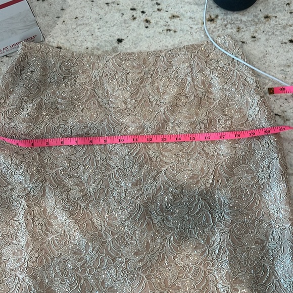 Carmen Marc Valvo Suit Womens Jacket Skirt Gold Wedding Formal VTG 14 - Picture 9 of 10